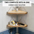 SFXENLK 2-Pack 6 Cubicle Shelf for Fabric Walls, Wooden Cubicle Corner Shelf with Cable Hole and Hooks, Cubicle Hanging