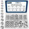 150pcs SAE Hex Nuts Assortment Kit,4#40 6#32 8#32 10#24 10#32 12#24 1/4-20