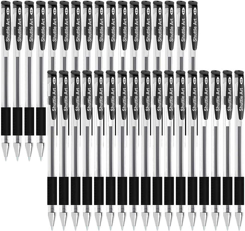 Shuttle Art 50 Pack Black Gel Pens, Fine Point 0.5mm Rollerball for Smooth Writing, Comfortable Grip for Office and