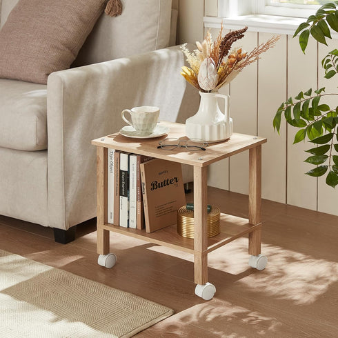 YUFAM 2 Tier Printer Stand with Storage,Under Desk Shelf Printer Table,Small Printer Stand with Wheels,Rolling Printer