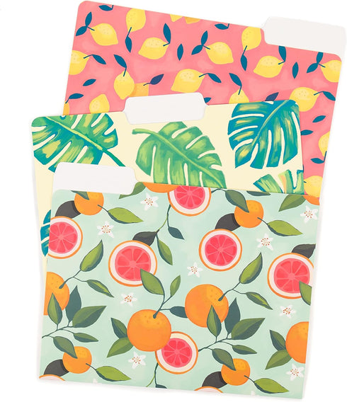 U Brands Fashion File Folders Set, Office Supplies, Citrus Squeeze, FSC Certified, Assorted Styles, 6 Count