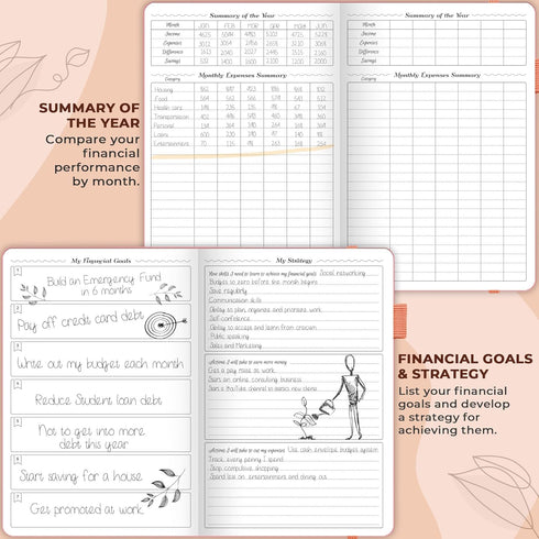 GoGirl Budget Planner, Monthly Financial Organizer Budget Book, Expense Tracker Notebook Journal (Peach Pink)
