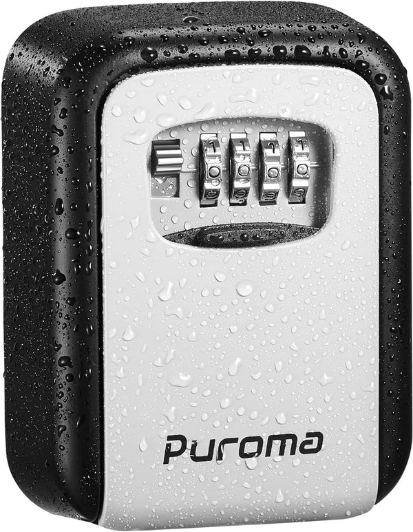 Puroma Security Key Lock Box, 4-Digit Combination Waterproof Lock Box for Key Storage, Large Capacity