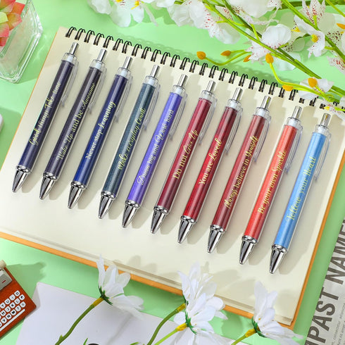 Yeaqee 50 Pcs Inspirational Ballpoint Pens, Motivational Quotes, Retractable Gift Pens for Women, Students, Black Ink