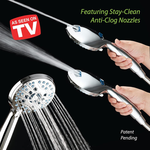 8-mode Nozzles, 6 AquaCare High Pressure Handheld Shower Head - Anti-clog Built-in Power Wash to Clean Tub, Tile