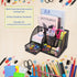 Mesh Desk Organizer with 6 Compartments and 1 Drawer, Multi-Functional Caddy for Office, Home, School Decor (Black)