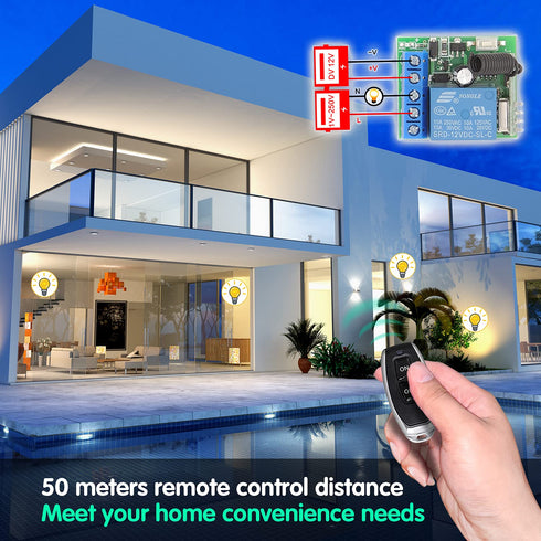 DieseRC 433Mhz Universal Wireless Remote Control Switch, DC 12V 1CH RF Relay Receiver Module with 5 Transmitters