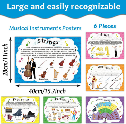 gisgfim Set Music Posters Musical Instruments Bulletin Board Orchestra Posters for Classroom Musical Education Decor