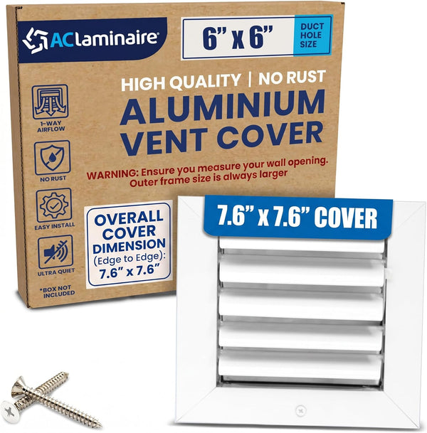 6x6 Inch (Duct Opening) Aluminum 1-Way Air Flow Vent HVAC Vent Cover