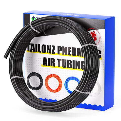 TAILONZ PNEUMATIC 1/4 inch OD Black Nylon Tube - 32.8ft Air Brake Tubing for Pneumatic Applications