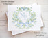 Designing Moments 2 Set 25-39 (2 Letter Monogram Cards, Watercolor Blue Green Crest Personalized Monogram Stationary