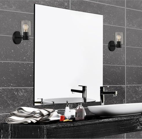 6115500 Westinghouse Sylvestre Transitional One-Light Indoor Wall Light Fixture, Matte Black Finish, Clear Glass