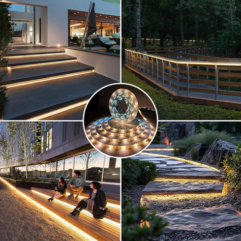 10FT 3000K 8 1 Pack Solar LED Strip Lights Outdoor Solar Powered Rope Light Waterproof Cuttable Tape Lighting Warm
