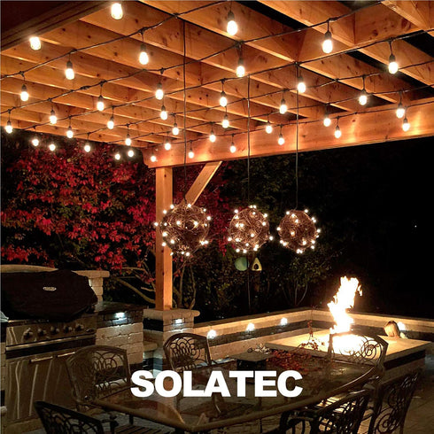 Solatec 48FT 15 Commercial 2W S14 2W LED String Lights, Shatterproof Hanging Sockets Grade Waterproof Outdoor String