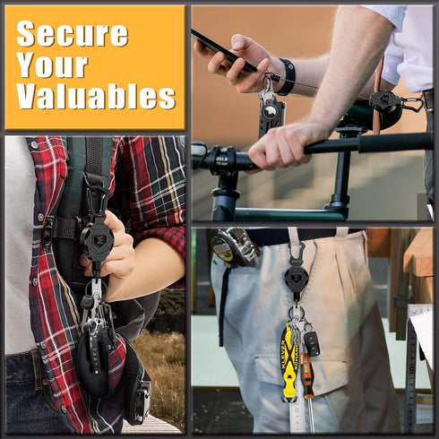 ELV Heavy Duty Retractable Keychain, Magnetic Closure and Carabiner, ID Badge Holder Clip with 31” Dyneema Cord
