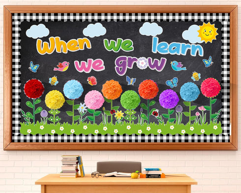 ZOIIWA Summer Flowers Bulletin Board Set, 3D Paper Floral Cutouts for Classroom Flower Themed Birthday Party
