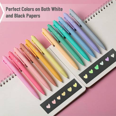 Mr. Pen 12 Pack Retractable Gel Pens, Assorted Colors, Fast Dry, Fine Point 0.7mm, Cute Aesthetic Pens