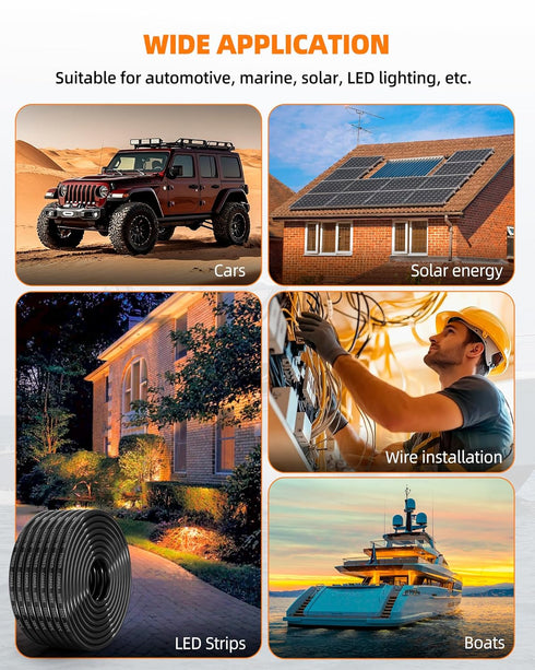 16 4 16 IP68 Lighting(30FT) CONEPY Gauge Wire Conductor Electrical Wire, AWG Tinned Copper Stranded PVC Cable