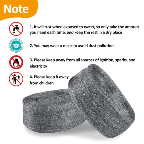 Sukh Steel Wool 0000, 10oz (20ft) Fine Steel Wool for Glass Polishing, Weep Hole Covers for Brick Walls