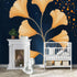 Agglomerix Custom Size Wall Murals Ginkgo Leaves Botanical Watercolor Dark Sky Sparkling Dots SelfAdhesive Removable