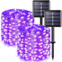 JMEXSUSS 2 Pack Solar Fairy Lights Outdoor, 33ft 100 LED Purple Christmas