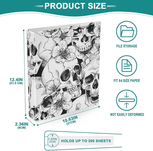 Naanle 1.5’’ 3-Ring Binder with Clipboard, 3 Clear Inside Pockets, Decorative Hardcover for School Home Supplies,