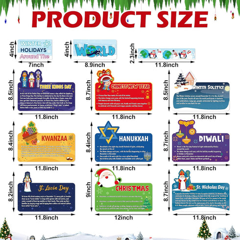 Cholemy 105 Pcs Winter Bulletin Board with Holidays Around The World Cutouts for Educational Resources Decor