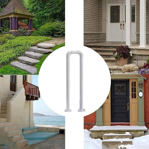 PAUANI Railing(White,35cm) Stair Railing - U-Shaped Wrought Iron Stair Handrails, Elderly Children's Guardrail