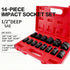 TONYNOL 1/2 Inch Set,6-Point,SAE(3/8" 1-1/4"),14 Shallow Drive Impact Socket to Pcs,Cr-Mo Steel,With a Storage Case
