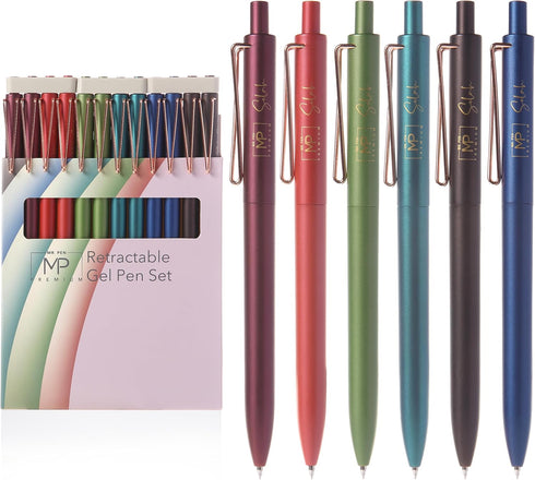 Mr. Pen Retractable Gel Pens, 12 Pack, Black Ink, Fine Point 0.5mm, Fast Dry, Aesthetic Pens for Journaling