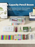 BiuLeon 4 Pack Extra Large Pencil Box, Plastic Pencil Case Organizer, Clear Crayon Box Marker Organizer, Stackable