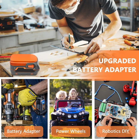 EID Power Wheels Adapter for Ridgid 18V AEG Hyper Li-ion Battery Dock Connector with 14AW Wire and Fuse