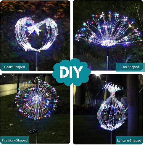 2 Pack 120 2 JJGoo Solar Firework Lights, LEDs Lighting Modes Solar Garden Lights Outdoor Waterproof for Yard Patio