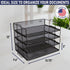 Stackable Paper Tray Desk Organizer - 4-Tier Metal Mesh Letter Organizers for Business, Home, School, Multi-Functional