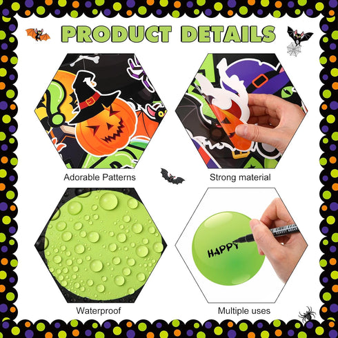 Pasimy Halloween Bulletin Board Decorations Set, Classroom Decor with Spider Bat Ghost Pumpkin Cutouts for School
