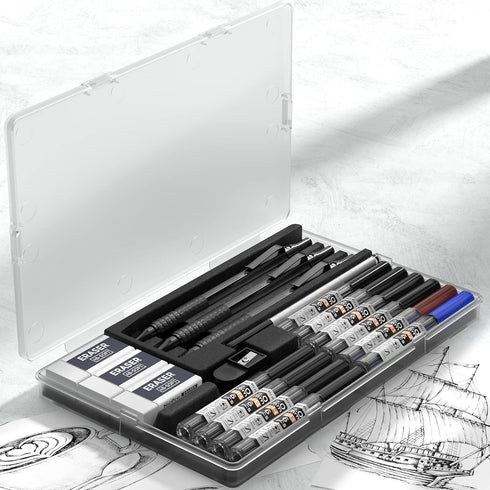 Nicpro 2.0 Mechanical Pencil Set, Black Metal, 3 PCS with Case, Drafting Lead Holder, Graphite Lead Refill & Colors