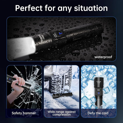 2 Pack, 5 TrixHub Rechargeable Flashlights Super Bright High Lumens Flash Light, Modes Zoomable Linternas with LCD