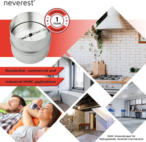4" neverest RK Professional Backdraft Shutter Damper Connector Duct Fits Only with Metal Ducts