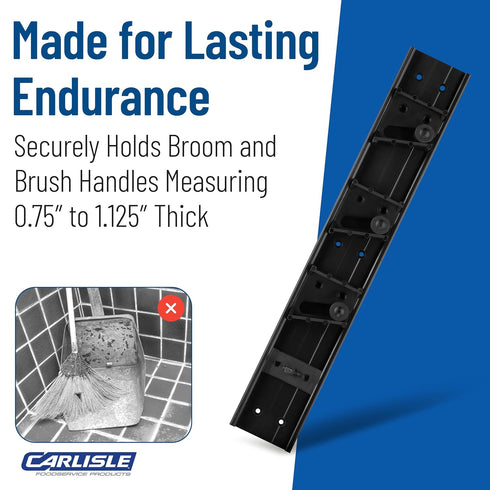 4073100 3 1 Carlisle FoodService Products Roll 'N Grip Mop, Broom and Tool Holder / Storage System, Positions + Hook
