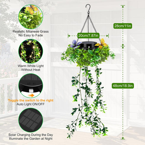 MEYCEMT Summer, 2 Pack 66 IP65 8-12 Solar Hanging Garden Lights for Spring LEDs Realistic Flower Vine Fairy String