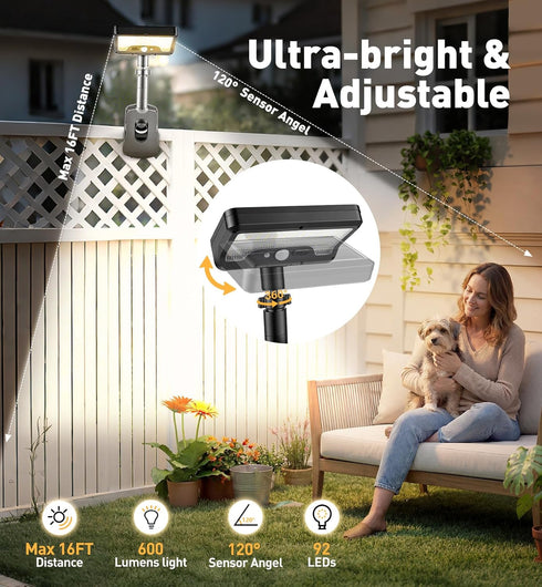 OrbitShell 2 Pack 3 IP65 Clip On Solar Lights Outdoor with Octopus Tripod, Color Temps & Remote Control, Motion Sensor