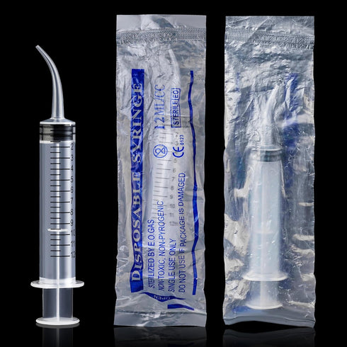 7Pack Wisdom Teeth Syringe, 12ml/cc Dental Syringe with Curved Tip, Disposable Sealed