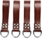 Leather Tool Belt Suspender Loops, Heavy Duty Strap Connectors, 4-Piece Set Accessories (Brown)