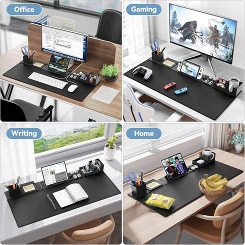 KDD 6 in 1 Desk Pad and Organizer Set, Magnetic Mouse Mat with DIY Features for Phone, Tablet, and Cable Management