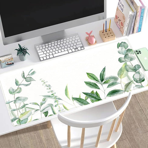 Eucalyptus Leaves Large Mouse Pad, Green Plants Extended Gaming Mousepad XXL Size (31.5x15.75 Inchs) for Desktop Laptop
