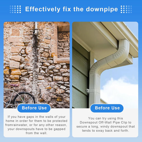 Downspout Straps 2x3 and Wall Bracket, Downspout Fasteners White (2 Pack)