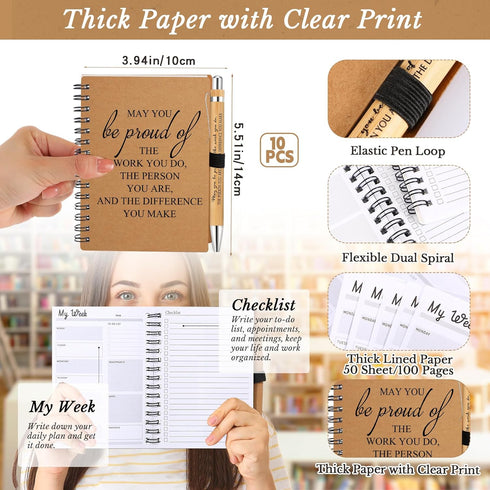 Tellingyou 20 Pcs Employee Appreciation Gifts A6 To Do List Notepads Bulk Motivational Pens Thank You Spiral Notebooks Journals Positive Weekly Planner Notebooks for Teacher Coworker