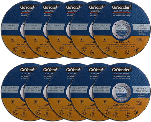 GoYonder 10 Pack 4.5" Cutting Wheel for Metal, Ultra Thin Cut-Off Wheel for Angle Grinders, Blue