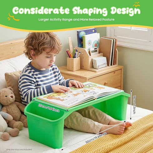 6Pcs 19.7x9.8x7.1in (6, Kids Lap Desk Tray, Plastic Breakfast Laptop Trays with Side Pockets, Stackable Activity Table