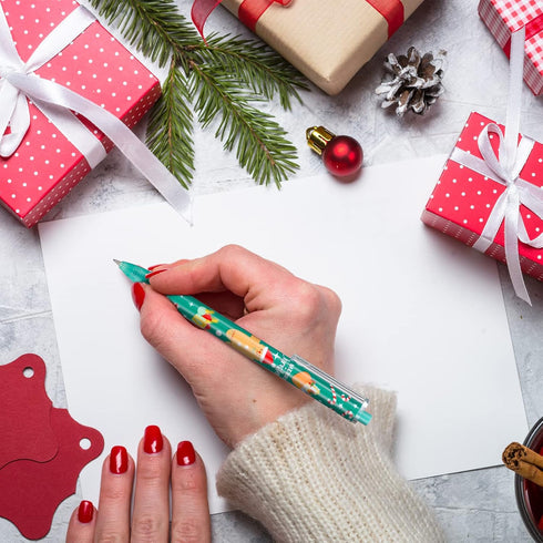 Leinuosen 72 Pieces Christmas Ballpoint Pen, Retractable Gel Ink, Cute Cartoon Holiday Pens for Writing